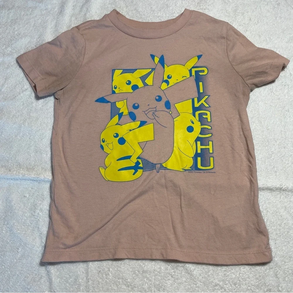 Old Navy Lot‎ Of 2 Pikachu Tee Gender Neutral Kids Size Small/medium Gray Pink
